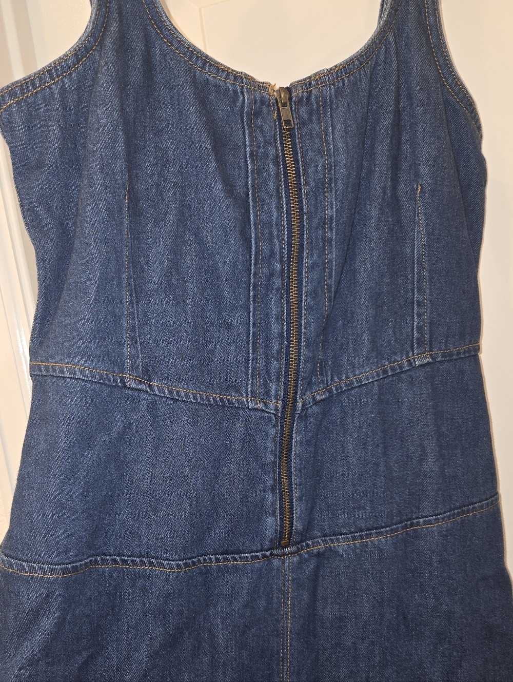 Denim Zip-Front Midi Dress - Dark Blue - Picture 3 of 8